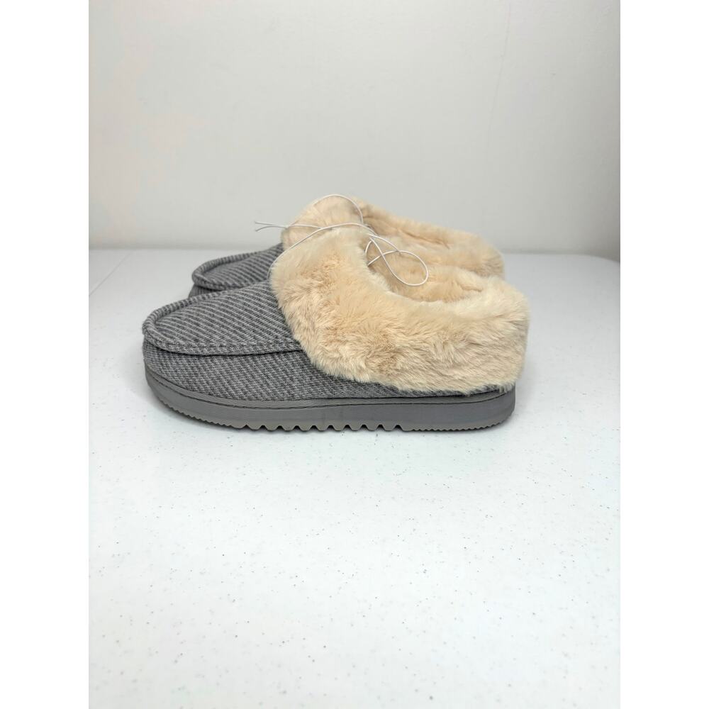 Dearfoams Memory Foam Total Comfort Slipper Women's Sz M 7-8 Gray Faux Fur - Picture 5 of 8